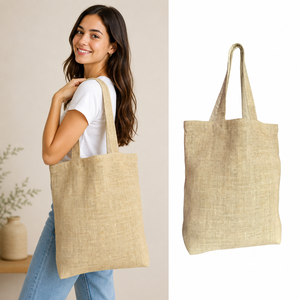 Handmade Natural Hemp Plain Tote <b>Bag</b> <b>Medium</b> Size Eco-Friendly Custom Branding Adjustable Handles Grocery Beach Travel <b>Bag</b> - Product Image 6