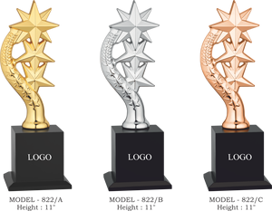 Trofeo Estrella de Aleación de Zinc, Copa de Premio de Metal Plateado de 11 Pulgadas para Juegos Deportivos con Base Grabada - Product Image 1