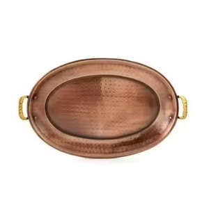 <b>Copper</b> Serving Tray Stylish Serving Platter for Snacks Drinks Tea Coffee in Home Kitchen Dining <b>Table</b> Use - Product Image 3