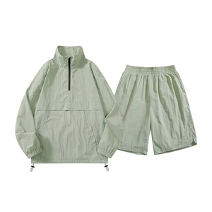 Premium Quick Dry Nylon Taslon Windbreaker <b>Jacket</b> and Shorts Set Custom Logo Athleisure Sportswear Hoodies OEM ODM Manufacturer - Product Image 3