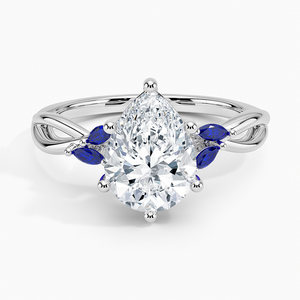BOJ <b>Ring</b> 057 Pear Cut 925 <b>Silver</b> Willow <b>Ring</b> With Sapphire Accents Moissanite <b>Ring</b> GRA Certified 2ct D Wedding Anniversary Sale - Product Image 1
