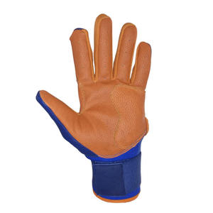New <b>Blue</b> Orange Leather Baseball Batting Gloves Breathable Perforated Palm Shock Absorption Grip Adjustable Wrist Closure XXL/XL - Product Image 4