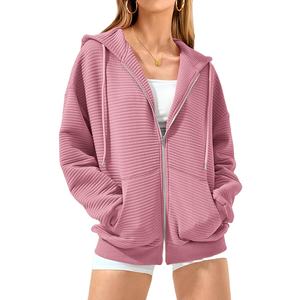 Vente en gros sweat à capuche zippé femme sweats à manches longues tenues d'automne sweats à capuche surdimensionnés vestes de mode décontractées 2025 - Product Image 4