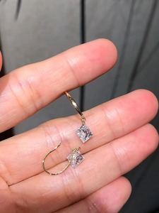 ต่างหูเพชรทรงเจ้าหญิงเจียระไนแบบหลุมเจาะ 2 กะรัต คู่หนึ่ง ทองคำขาว 14K ดีไซน์หรูหรา เรียบง่าย สง่างาม สำหรับผู้หญิง งานปาร์ตี้ เครื่องประดับชั้นดี - Product Image 3