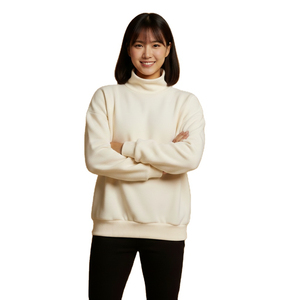 เสื้อสเวตเชิ้ตคอกลมทรงโอเวอร์ไซส์สำหรับผู้ชาย สีพื้น ผ้าถัก คอตตอน สวมใส่สบายๆ สำหรับฤดูใบไม้ร่วง ปี 2027 - Product Image 4