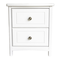 Table de chevet compacte, simple et classique, blanche/noire, avec 2 tiroirs, en bois Radiata/MDF, avec tiroirs à glissière fluide