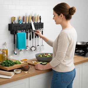 Moderno Portacuchillos de Cocina con Ganchos y Ranuras de Almacenamiento para Cuchillos, Cucharas y Espátulas, Organizador de Pared - Product Image 5