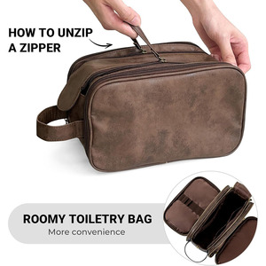 Premium Leather Tactical <b>Backpack</b> Toiletry Bag Waterproof Cosmetic Organizer Durable Construction for Stylish Travel Storage Low - Product Image 6