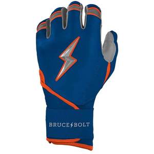 Wholesale Custom Premium Blue Orange <b>Baseball</b> Batting <b>Gloves</b> Professional Grade Leather Velcro Closure Training Lightning Bolt - Product Image 5