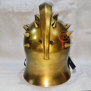 Casque de gladiateur Spartan doré avec crête et pointes |   Casque d'armure de guerrier antique pour cosplay, exposition et reconstitution historique - Product Image 2