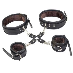 ชุดอุปกรณ์เริ่มต้นสำหรับการเล่น BDSM ของ Black Sheep ทำจากหนังแท้ 100% กันน้ำ เป็นมิตรกับสิ่งแวดล้อม ประกอบด้วยกุญแจมือ ปลอกคอ และไม้ตี น้ำหนัก 1 กิโลกรัม - Product Image 2