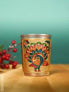 Vaso de Vidrio Oriental Chapado en Oro con Diseño de Pavo Real, Vajilla Decorativa para Regalo - Product Image 1