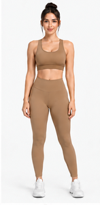 Ensemble de yoga pour femmes, très élastique, avec soutien-gorge de sport et short cycliste, pour la gym, le fitness et l'entraînement, vêtements de sport respirants, personnalisables avec logo, pour le Pilates, deux pièces - Product Image 4