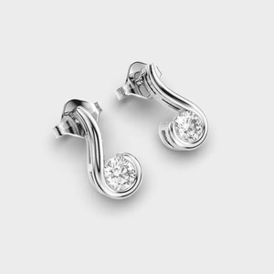 ZAWO HOUSE Stylish Rose Gold Silver Round Cut Diamond Push <b>Back</b> <b>Earrings</b> Tension Set Engagement Wedding Jewelry - Product Image 3