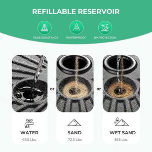 Base per Ombrellone da Esterno Resistente con Capacità Massima di 37 kg, Riempibile con Acqua, per Ombrelloni da Mercato, Supporto Indipendente - Product Image 2