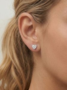KARATS Fashion Heart Cut VVS Moissanite Claw Setting <b>Stud</b> Earrings 925 Sterling <b>Silver</b> Plated GRA Certified Classic Unisex - Product Image 2
