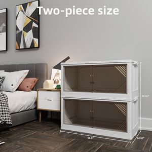 247QT Set di 2 Armadietti di Stoccaggio in Plastica Trasparente da 31,5 Pollici di Larghezza, Organizzatori Pieghevoli per Armadio con Scatole Impilabili - Product Image 2