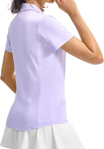 Camiseta de Golf de Manga Corta para Mujer, Color Morado Claro, Transpirable, Ecológica, de Lona Tejida y Poliéster, Ropa Deportiva Informal y Cómoda - Product Image 3