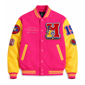 Chaqueta Varsity Formal de Lona de Alta Calidad, Unisex, con Bordado Chenille, Mangas de Algodón, Diseño Personalizado con Letras de Béisbol, Resistente al Viento - Product Image 1
