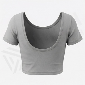 เสื้อครอปท็อปผ้าฝ้ายสีตามสั่งสำหรับผู้หญิง ระบายอากาศได้ดี โชว์สะดือ ดีไซน์ถัก สไตล์สตรีทแวร์ เหมาะสำหรับออกกำลังกาย ฟิตเนส และเล่นกีฬา - Product Image 2