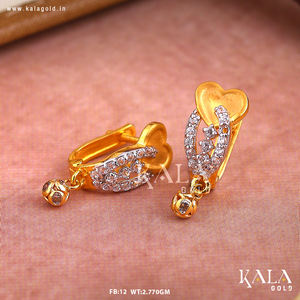 Pendientes de Oro con Forma de Corazón para Mujer, Elegantes Pendientes de Oro de Diseño con Diamantes, Joyería Elegante - Product Image 3