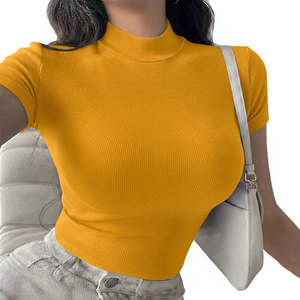 100% Cotton Ribbed Tank <b>Top</b> for Women Short Sleeves Breathable & Quick Dry Eco-Friendly Solid Pattern Hip Hop Style - Product Image 2