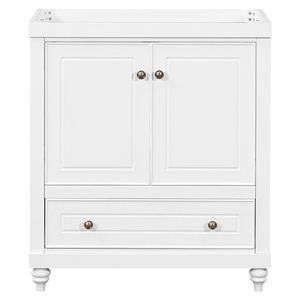 Mobile Bagno da 30 Pollici con Struttura Solida, Base Lavabo Esclusiva in MDF Bianco con Ante e Cassetti (Lavabo Escluso) - Product Image 2