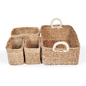 Set of 4 nesting seagrass <b>baskets</b> fits neatly together Handmade <b>Storage</b> <b>Basket</b> Wholesale eco-friendly Made in Vietnam - Product Image 1