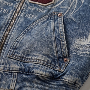 Chaqueta de Mezclilla Azul Claro Lavada para Hombre, Estilo Casual, Transpirable, para Invierno, Primavera y Otoño, Corte Regular, Logotipo Personalizado, OEM, ODM - Product Image 5