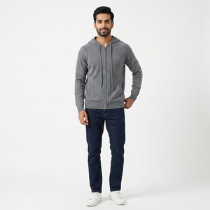 Nouvelle Arrivée Sweat à Capuche Zippé Homme Noir Uni en Polaire Grande Taille Personnalisable Brodé Respirant Hiver - Product Image 5