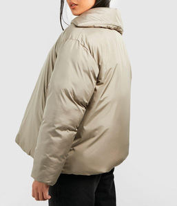 Veste matelassée à capuche avec fermeture éclair, imprimé lettres brodées, coupe-vent, manteau d'hiver unisexe, style décontracté - Product Image 3