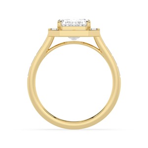 Anillo de compromiso Art Deco con esmeralda y diamantes de laboratorio talla baguette, oro rosa de 10K, 4.44 quilates, joyería fina contemporánea de lujo - Product Image 6