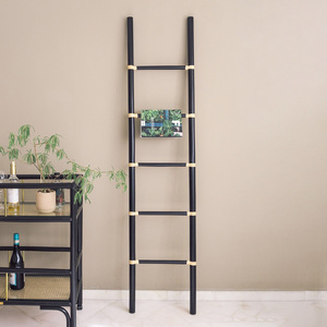 Natural rattan <b>ladder</b> factory direct supply decorative towel rack <b>ladders</b> for hair salon wholesale - Product Image 1