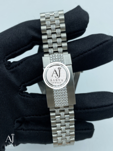 AARVA JEWELS นาฬิกาข้อมือสตรีสแตนเลสหรูหราขอบเพชร 20 มม. 36 มม. หน้าปัดควอตซ์อะนาล็อกคริสตัลแซฟไฟร์ มิโยตะ - Product Image 5