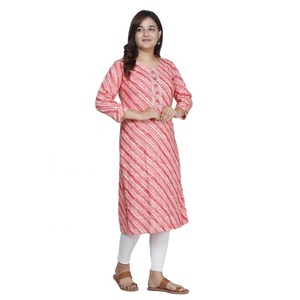 Kurta SHUBH EXIM para Mujer, Estilo Holgado, Bordado Leheriya, Rayón Vintage, para Uso Festivo, Disponible a Precio de Mayoreo - Product Image 2