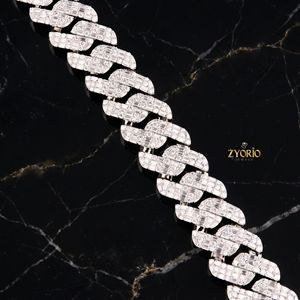 Luxury Iced Out Cuban Link Chain <b>Necklace</b> for Men and Women Hip Hop Diamond Look White Gold Plated <b>Statement</b> Jewelry - Product Image 3