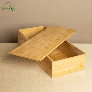 Bandeja de Almacenamiento de Bambú Laminado con Diseño Plegable de 5 Niveles para la Organización Moderna del Hogar - Product Image 1