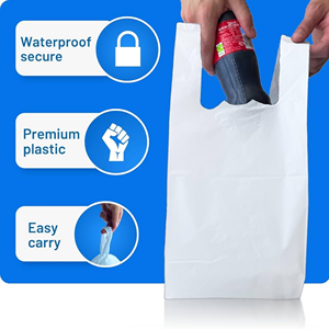 ถุงหิ้วพลาสติก HDPE รีไซเคิลได้ พิมพ์ลายขอบขอบพร้อมหูหิ้ว น้ำหนักเบา แข็งแรง สำหรับบรรจุภัณฑ์ขายปลีก - Product Image 5