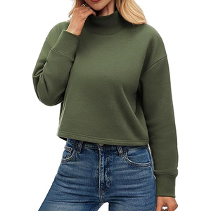 เสื้อโอเวอร์ไซส์ทรงหลวมสำหรับผู้หญิง ผ้าโพลีเอสเตอร์/คอตตอนเทอร์รี่ คอเต่า ปักโลโก้ตามสั่ง งานพิมพ์ลายเรียบๆ สวมใส่สบายๆ สไตล์ลำลอง - Product Image 1