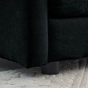 Divano Moderno a Due Posti in Ciniglia Nera, Grande e Profondo, con 4 Cuscini, Rivestimento in Tessuto per Soggiorno - Product Image 6