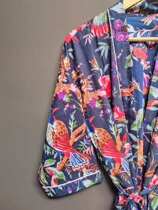 Bata Kimono con Estampado de Dibujos Animados para Mujer, de Algodón Suave y Transpirable, Camisón de Verano Hecho a Mano, ODM, Cuello en V, Cintura Elástica, Largo Completo/Hasta la Rodilla - Product Image 3