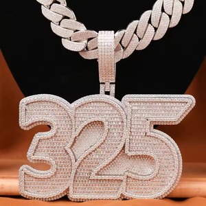 Personalize Number <b>Name</b> Letter VVS Moissanite Diamond Pendant Custom Iced Out Letter 925 Silver HipHop Cuban Link <b>Chain</b> Necklace - Product Image 1