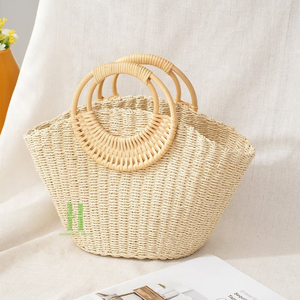 Cesta de mimbre hecha a mano, ecológica, tejida, para colgar, bolsa de almacenamiento, para compras, picnic, decoraciones navideñas, bolso de verano, venta al por mayor - Product Image 3