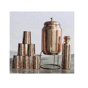 Distributeur d'eau en cuivre martelé fait main avec robinet et couvercle |   Ensemble de 5 pièces en cuivre pour boissons, pour la maison et l'hôtellerie, approvisionnement en gros 8L/10L - Product Image 6