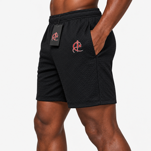 Shorts en polyester tricoté noir pour hommes, taille mi-haute, élastique, séchage rapide, décontracté, athlétique, à prix abordable et service OEM ODM - Product Image 3