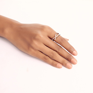 Anillo de Compromiso y Aniversario de Lujo con Diamantes Naturales en Múltiples Filas para Mujer, Oro de 10K, 14K, 18K, Plata 925, 935, Chapado en Rodio - Product Image 2