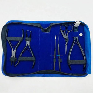 Professional Black Matte Stainless Steel Hair Extension <b>Pliers</b> Kit <b>Set</b> with Custom Logo Including Tape Press <b>Plier</b> - Product Image 1