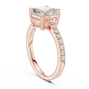 Anillo de Oro Rosa Sólido de 14k para Mujer, con Cuatro Puntas, Diamante Cultivado en Laboratorio con Corte Asscher, Certificado GRA, Anillo de Compromiso y Boda - Product Image 3