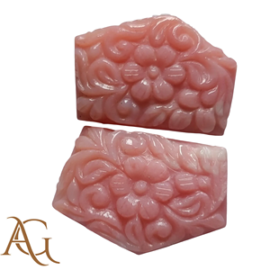 Opale rose naturelle sculptée en intaglio, pierre précieuse en vrac, prix de gros fabricant pour la fabrication de bijoux, calibrée - Product Image 3