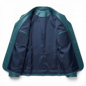 Custom Men's <b>Leather</b> <b>Blazer</b> <b>Jacket</b> Premium Casual Outerwear OEM Factory - Product Image 4
